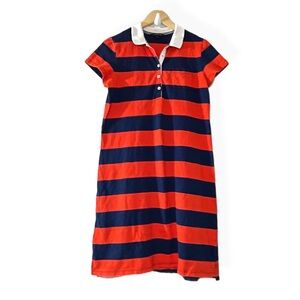 Lands End Stripes Flare Polo Dress